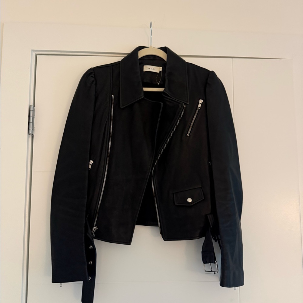 A.L.C. Women’s Black Leather Asymmetrical Moto Jacket